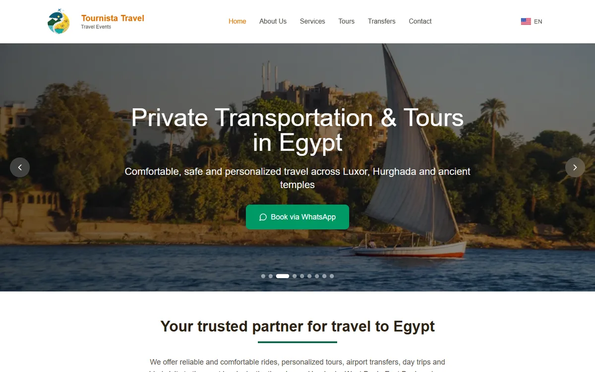 موقع Tournista Travel — رحلات خاصة وتنقلات سياحية في مصر — 1