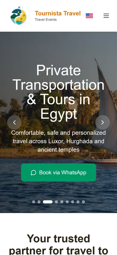 موقع Tournista Travel — رحلات خاصة وتنقلات سياحية في مصر — mobile
